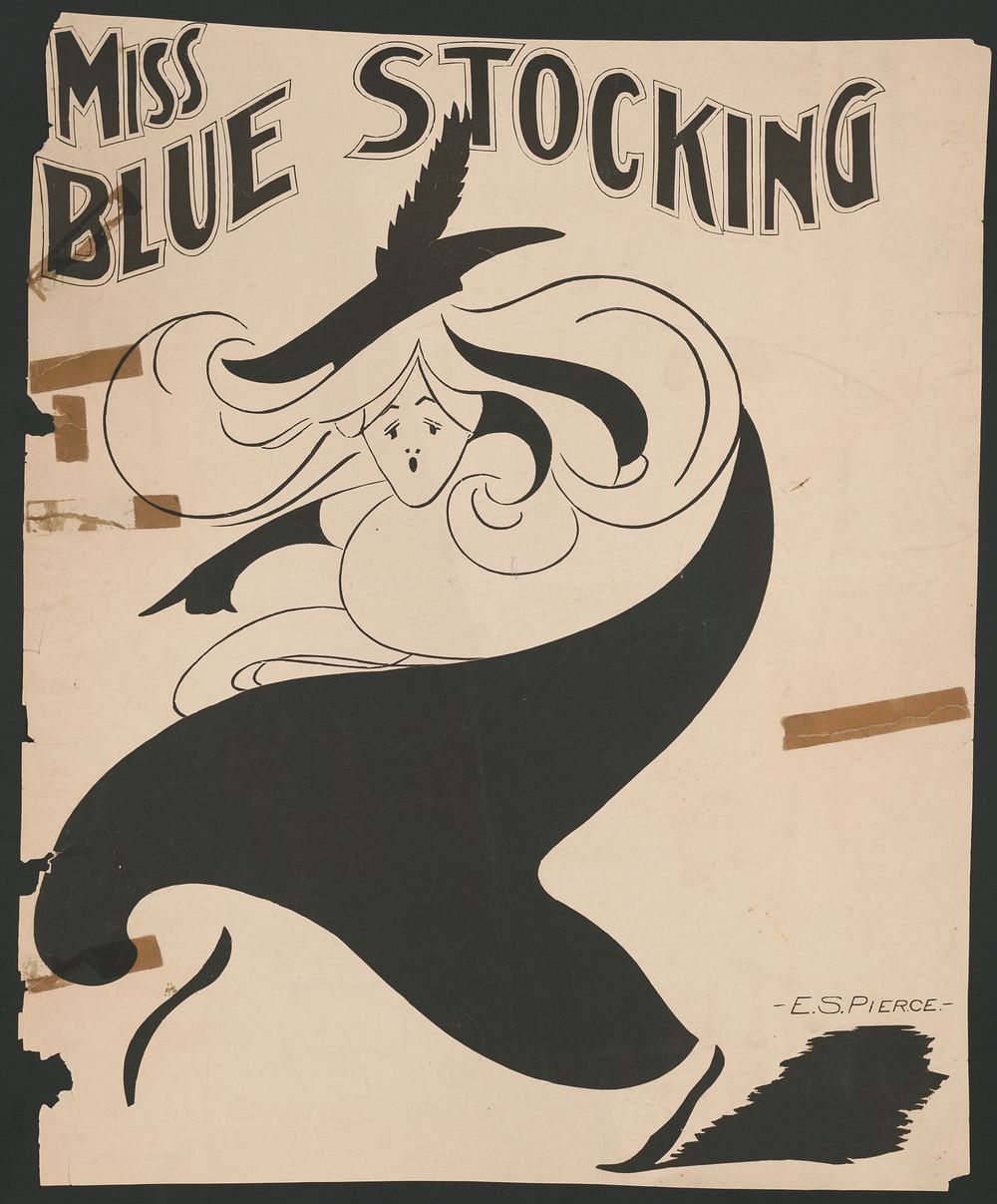 Miss Blue Stocking (1890) art noveau poster. Original public domain image from the Library of Congress.