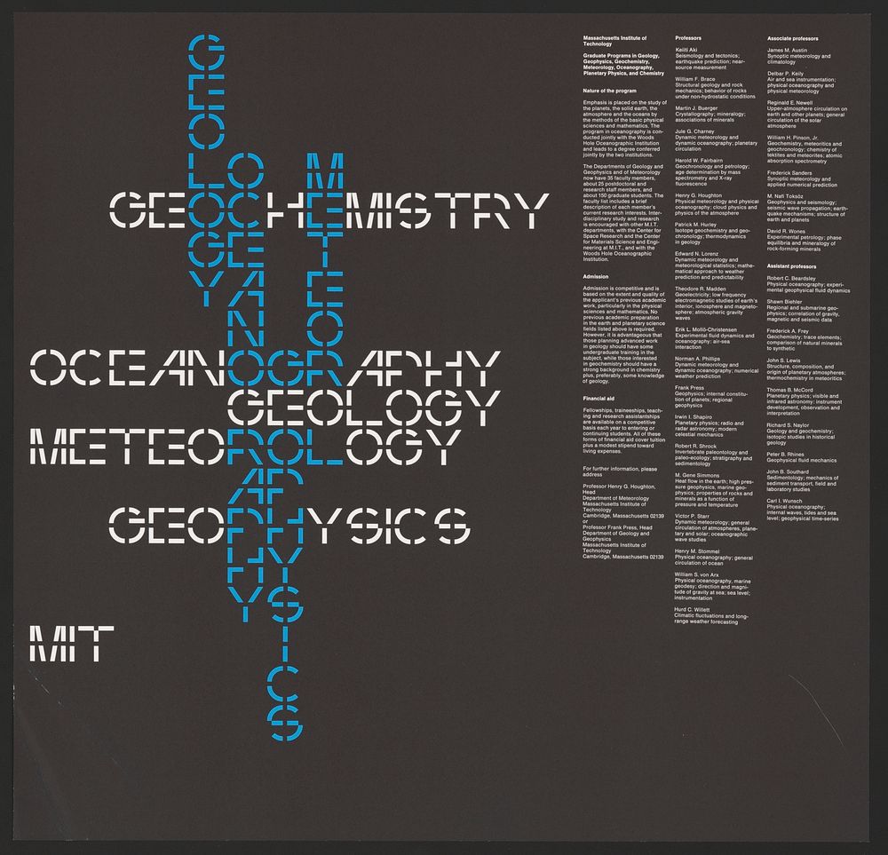 Massachusetts Institute of Technology [graduate program in Geology, Geophysics, Geochemistry, Meteorology Oceanography…