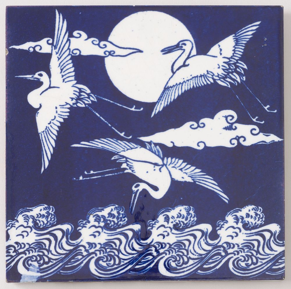 Japanese Cranes Over Waves, Christopher Dresser