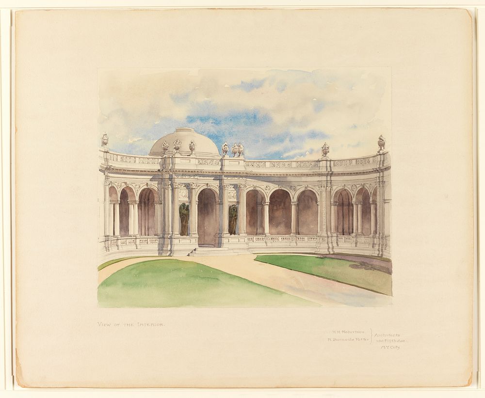 Elevation of a Proposed Mausoleum, R H Robertson And R Burnside Potter