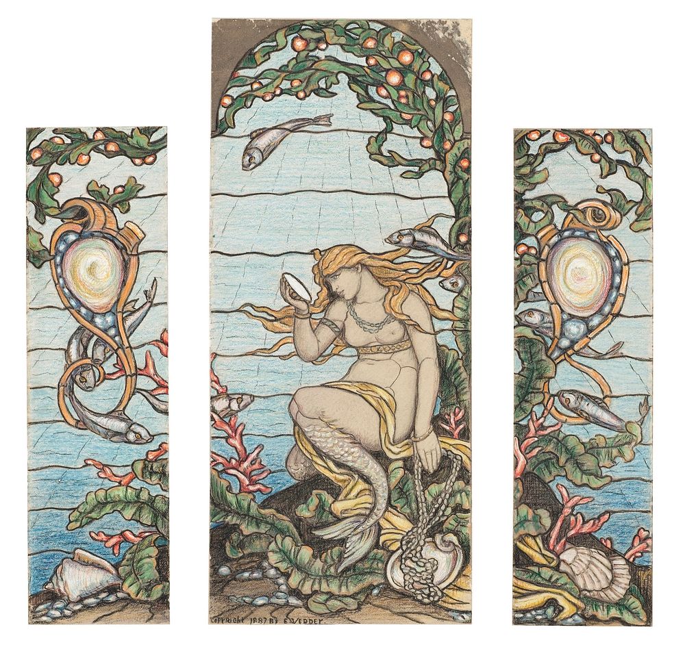 Study for "The Mermaid Window," A.H. Barney Residence, New York, NY, Elihu Vedder