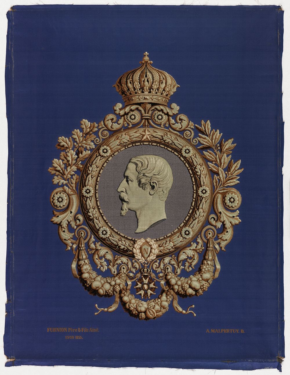 Woven portrait of Napoleon III, Auguste Malpertuy