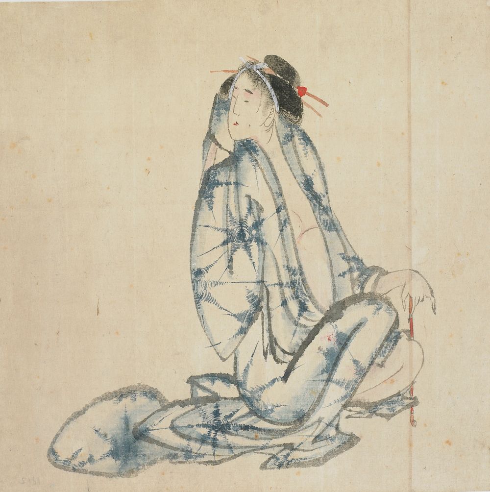 Seated courtesan by Katsushika Hokusai