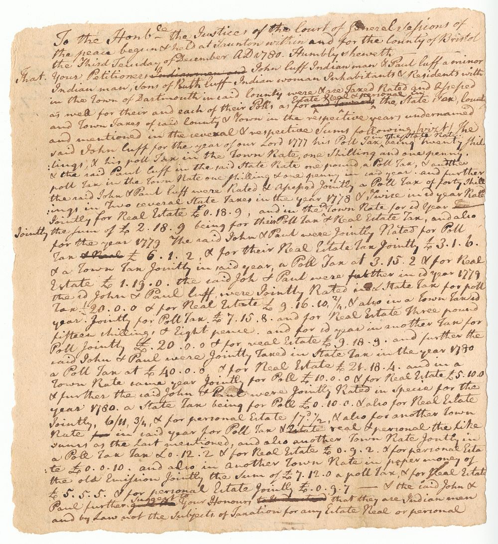 Petition signed by John Cuffe and Paul Cuffe regarding taxation, National Museum of African American History and Culture