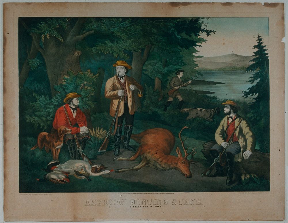 American Hunting Scene. Life in the Woods.