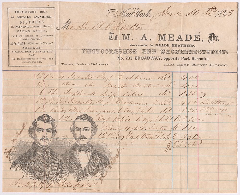 Meade Brothers invoice