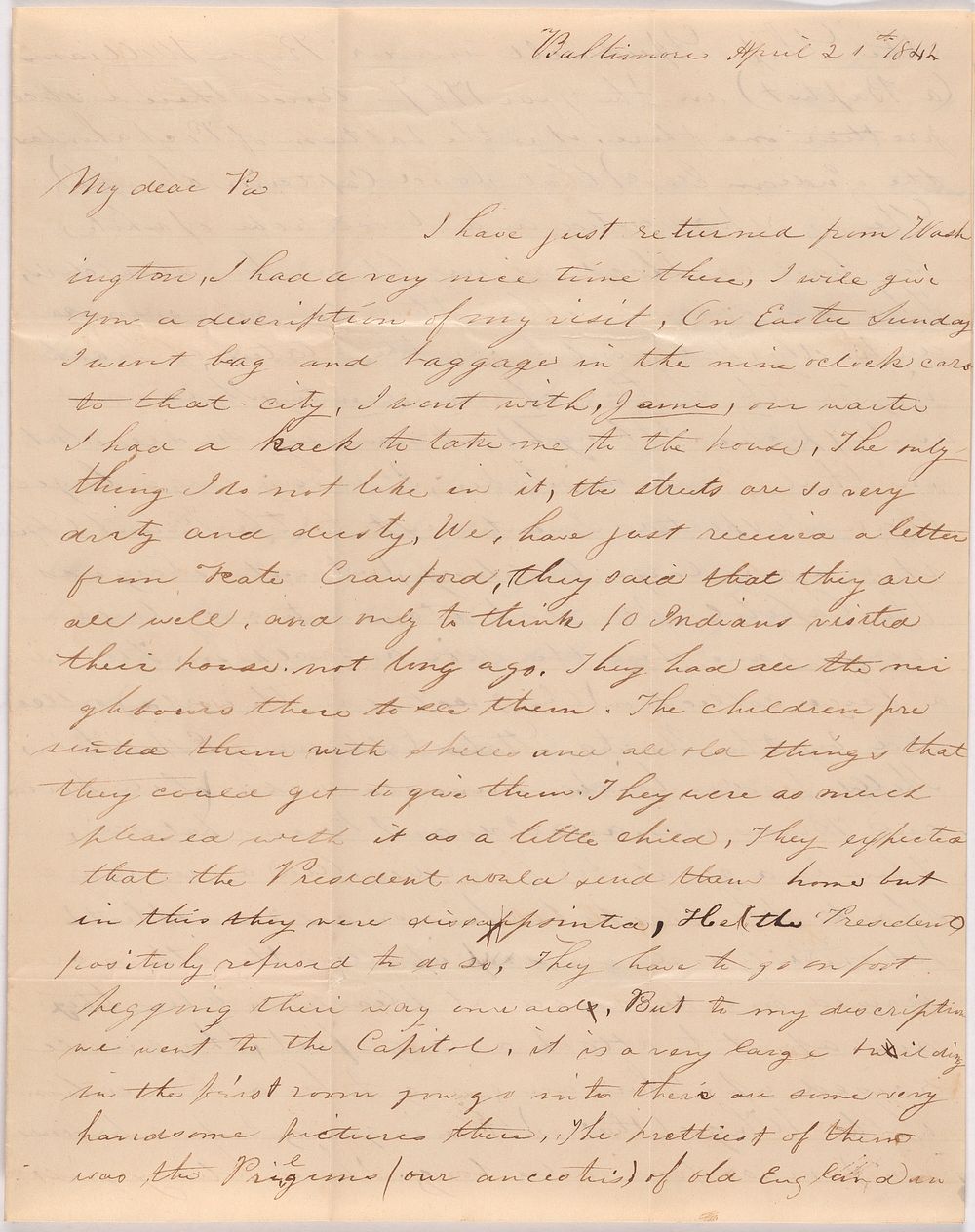 Letter from Mary Shoemaker to her father, F. Shoemaker