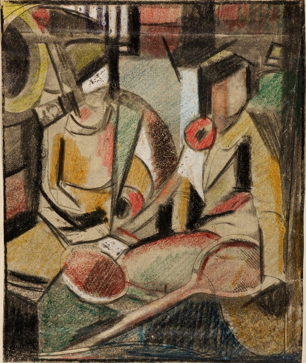 Abstract--Two Women with Tennis Racquets by Carl Newman