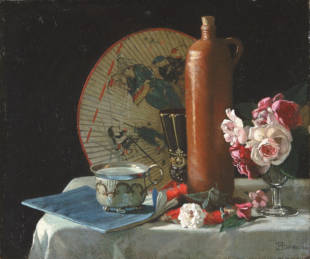 Still Life with Fan and Roses, Thomas Hovenden