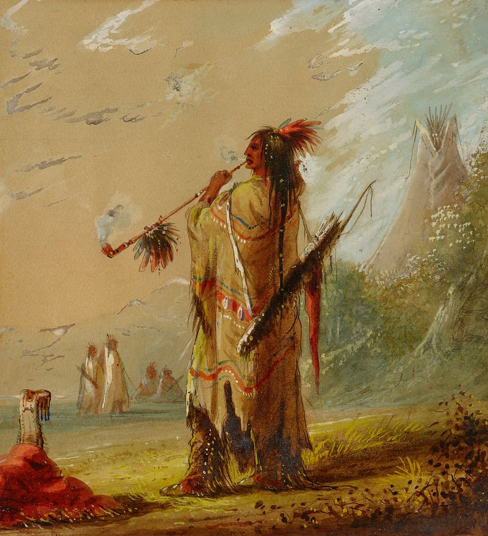 A Shoshonee Indian Smoking, Alfred Jacob Miller