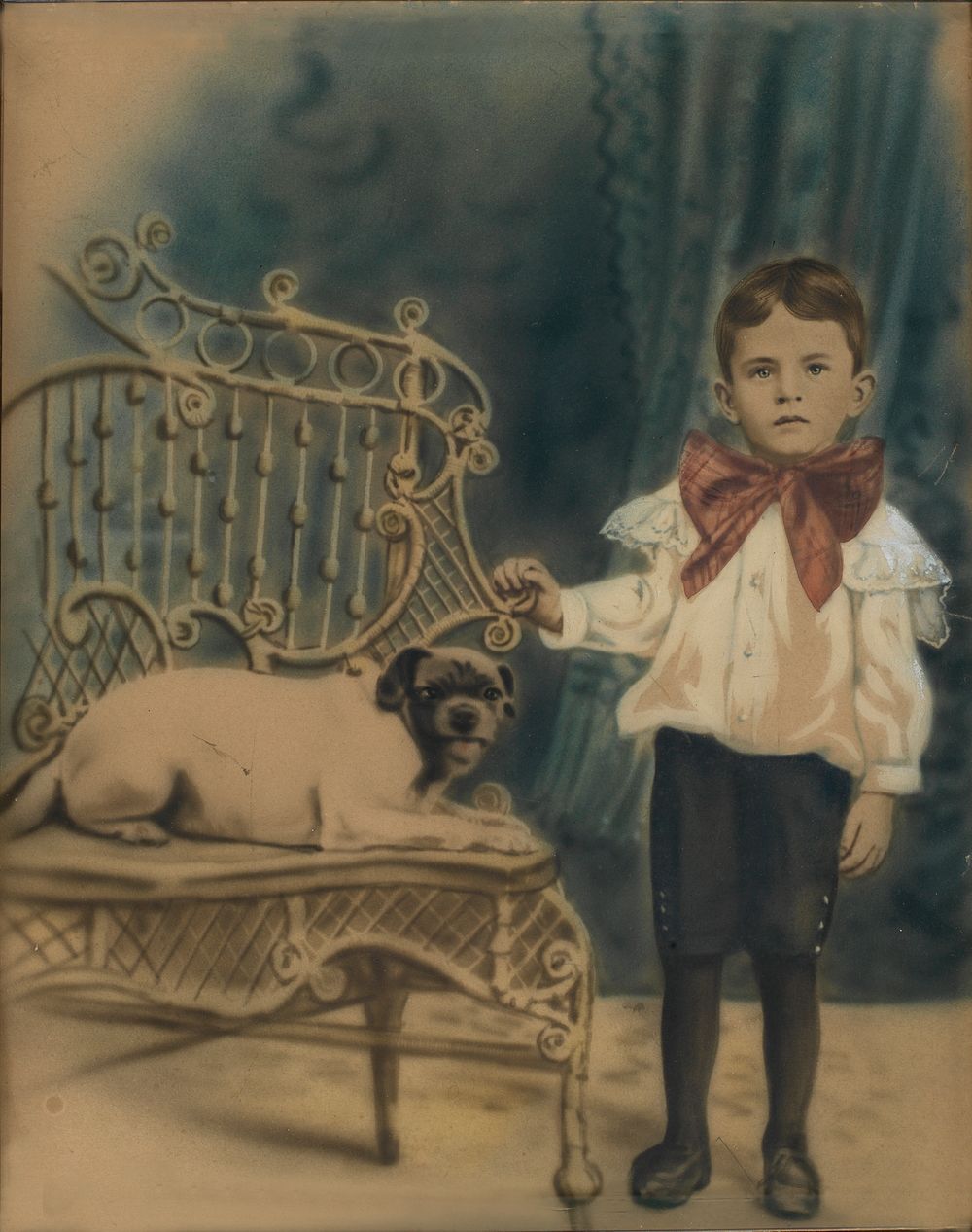 Boy with Dog on Chair