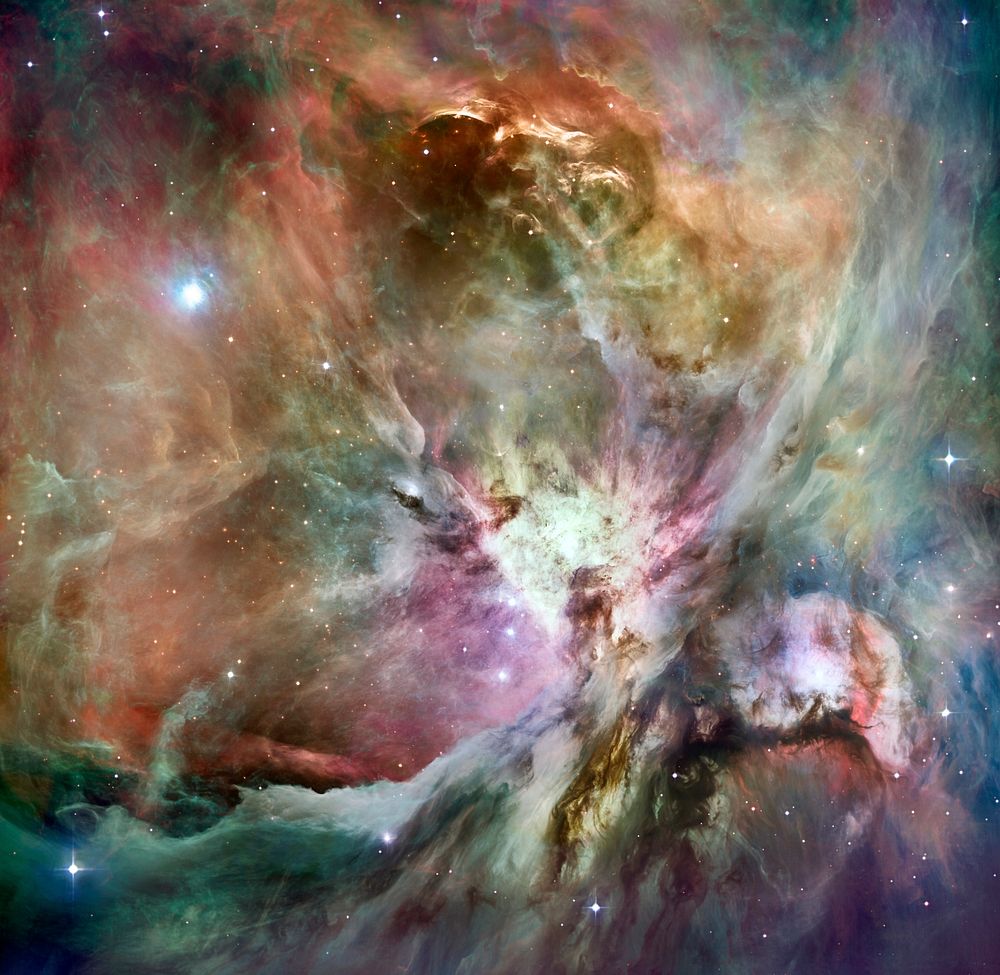 HST Orion nebula image composited with a Spitzer image for something a little different.