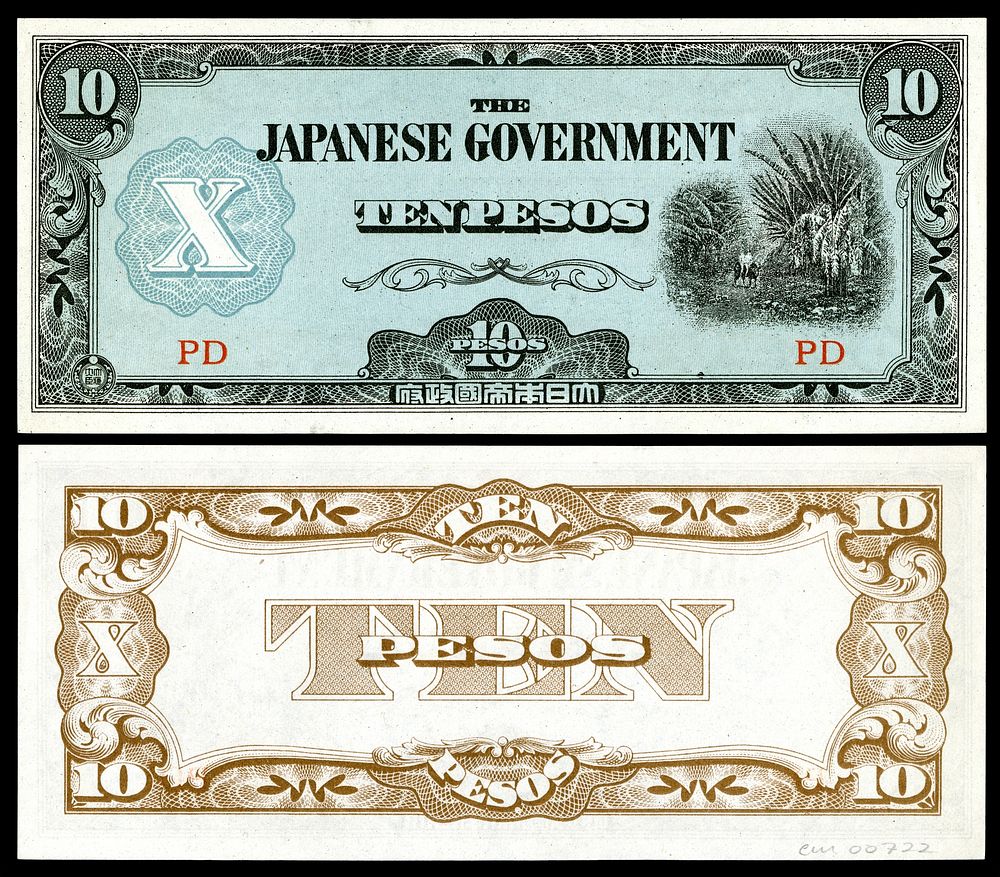 Japanese Government (Philippines)-10 Pesos (1942)The Japanese government-issued Philippine peso, part of the Japanese…