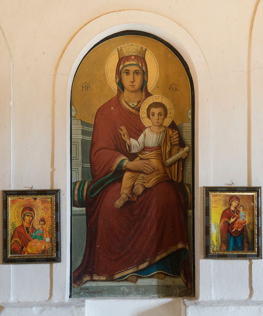 Madonna with Child, 19th-c., church Agios Dimitrios in Avlonari, Euboea, Greece.