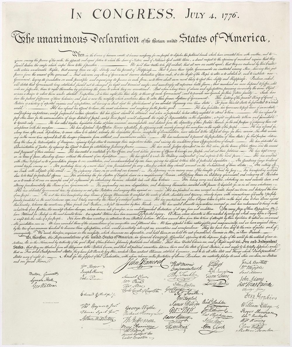 This is a high-resolution image of the United States Declaration of Independence (article - text). This image is a version…
