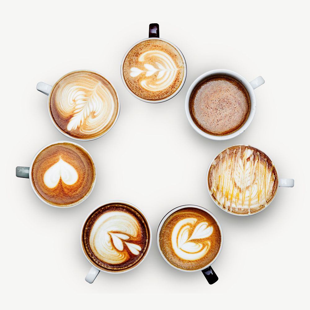 Coffee latte art collage element psd