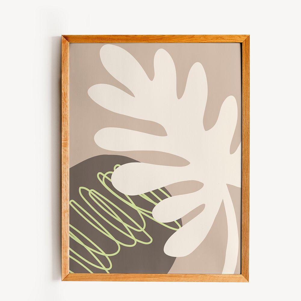 Memphis leaf in wooden frame