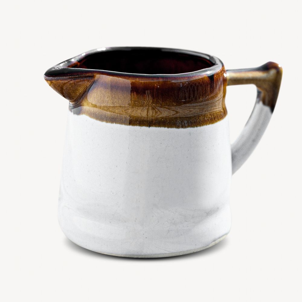 Porcelain milk jug  isolated, off white design