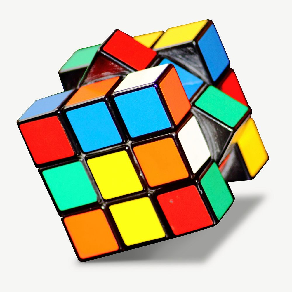 Puzzle cube game collage element psd