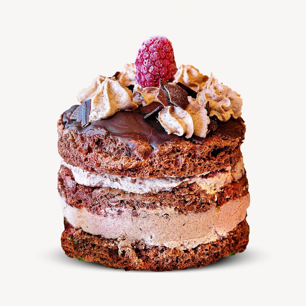 Chocolate cake, dessert isolated design
