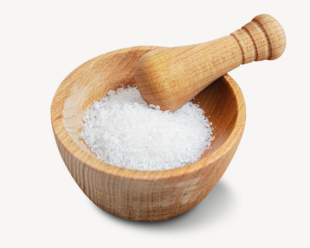Sea salt in pestle and mortar