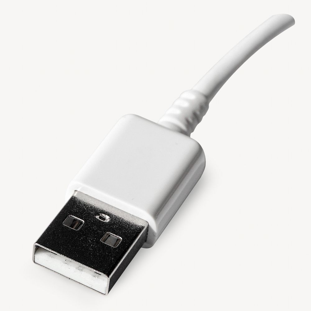 USB cable electronic accessory isolated, off white design