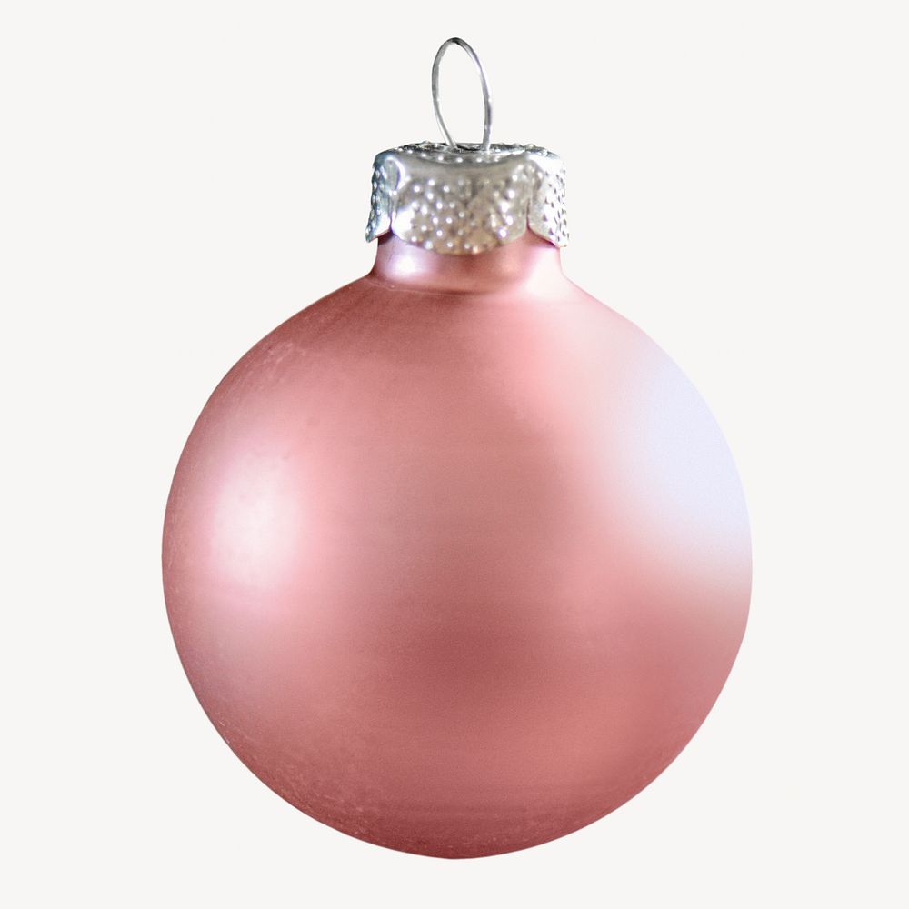 Pink Christmas bauble isolated, off white design