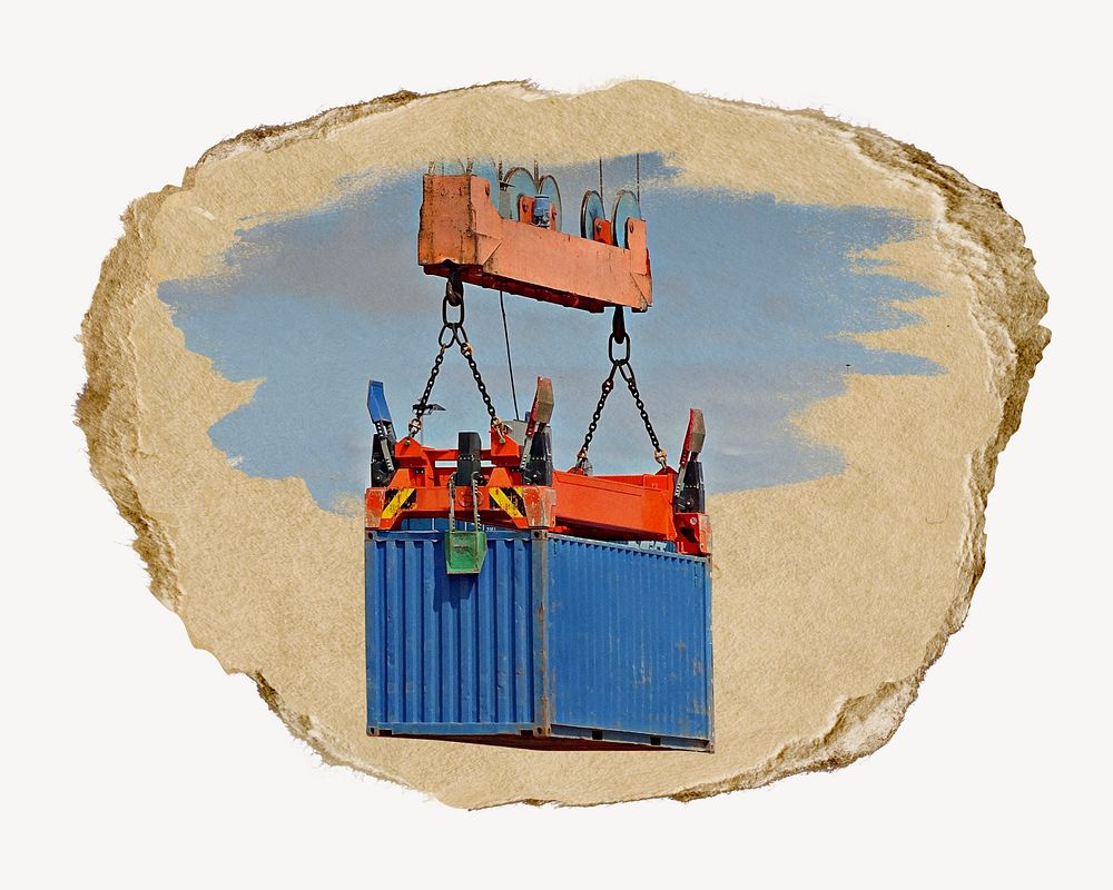 Cargo shipping container collage element psd