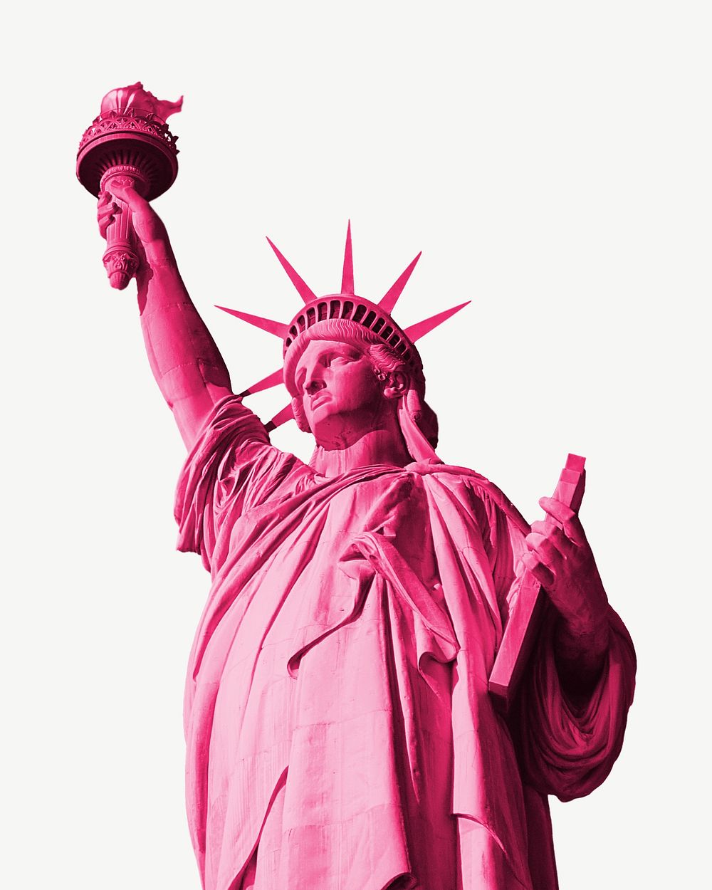 Pink liberty statue isolated psd
