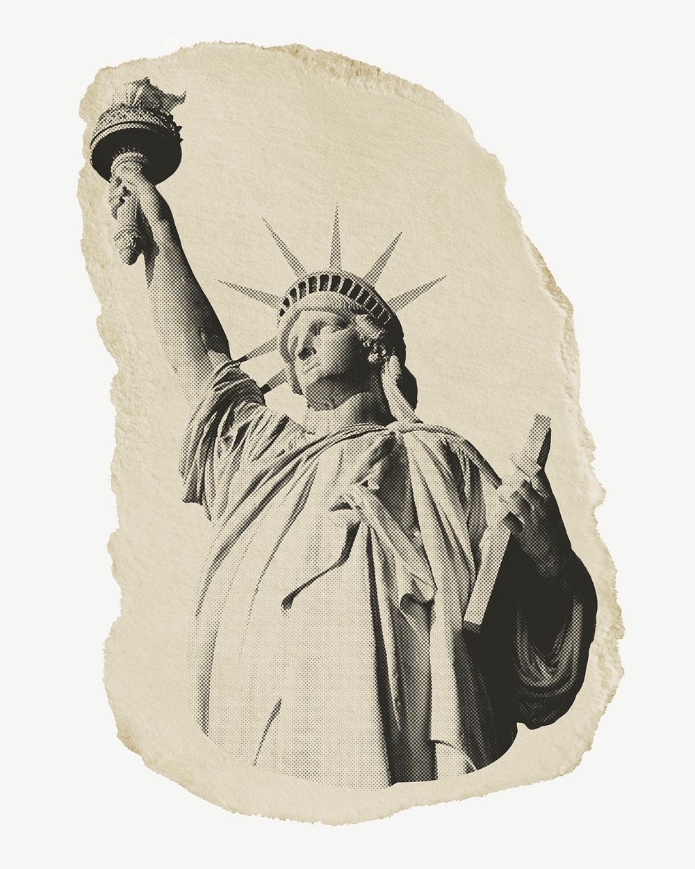 Liberty statue paper piece isolated psd 