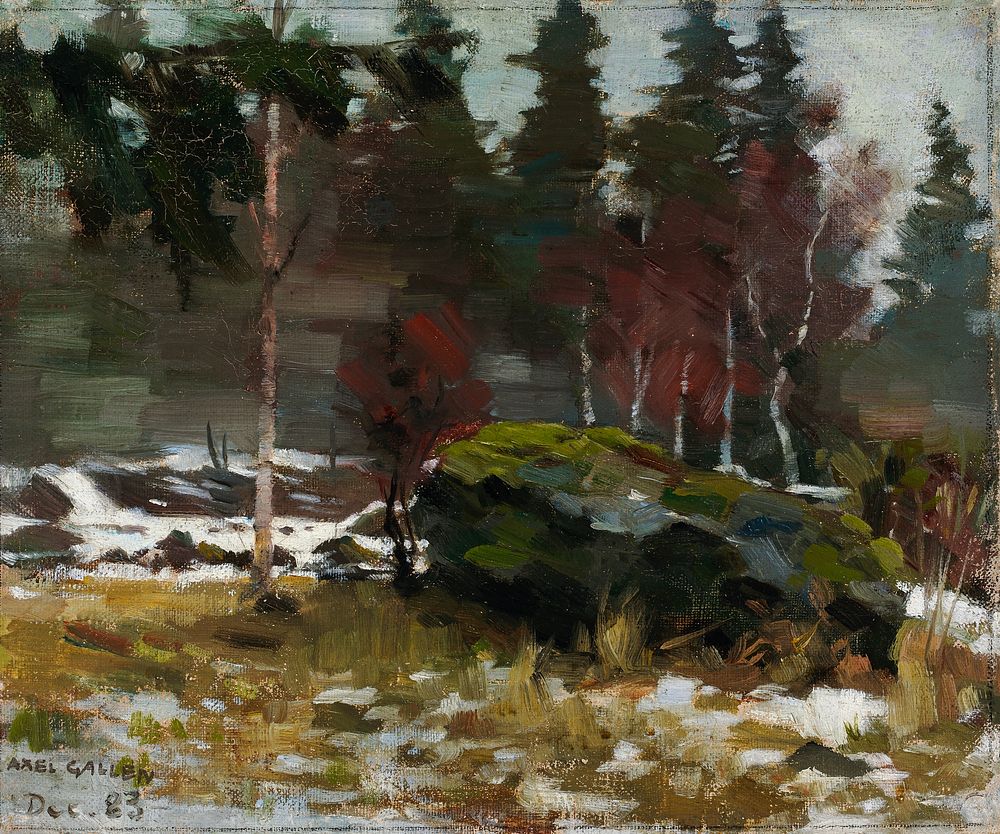 Early spring, oil painting. Original public domain image by Akseli Gallen-Kallela from Finnish National Gallery. Digitally…