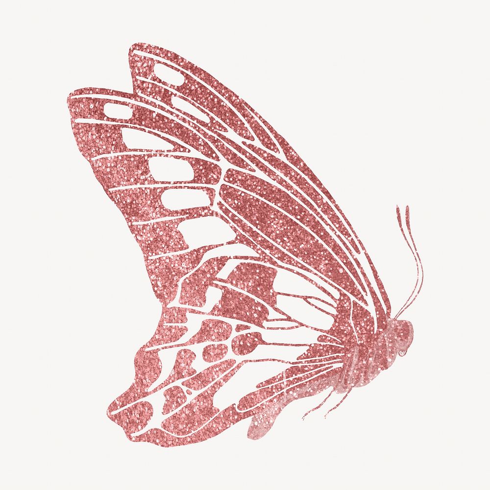 Pink sparkly butterfly, aesthetic graphic. Remixed from the artwork of E.A. S&eacute;guy.