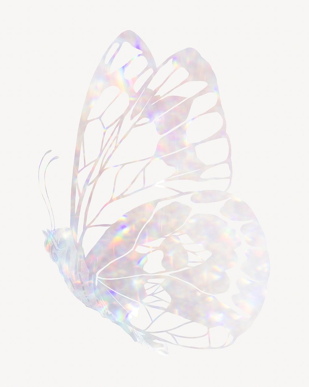 Sparkly holographic butterfly, aesthetic graphic. Remixed from the artwork of E.A. S&eacute;guy.