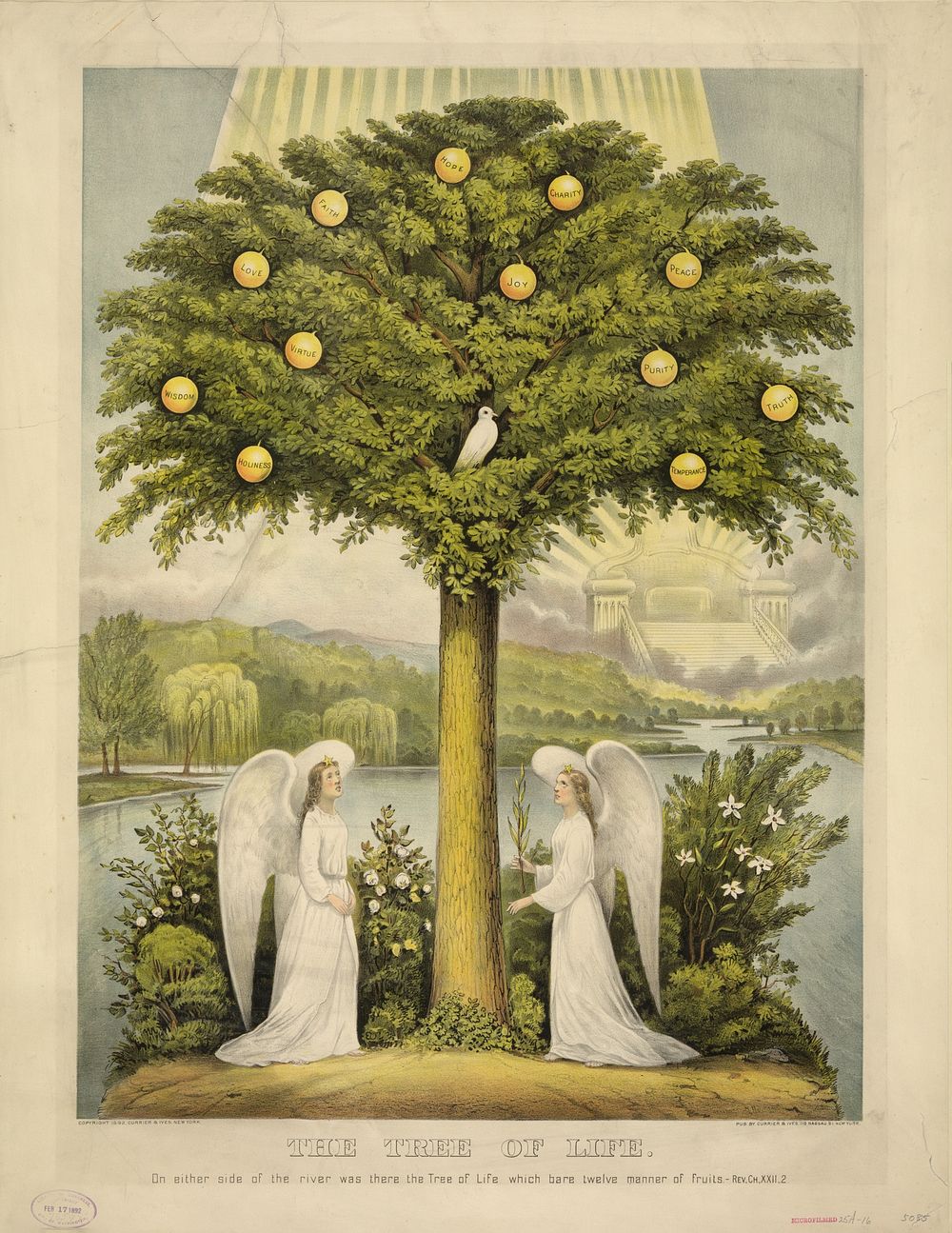 The tree of life: on either side of the river was there the tree of life which bare twelve manner of fruits.--Rev. ch.…