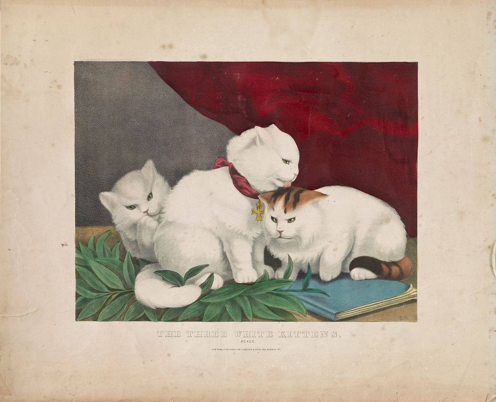 The three white kittens: peace  O.S. sc. between 1879 and 1907 by Currier & Ives.