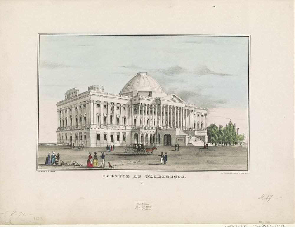 Capitol at Washington between 1835 and 1856 by N. Currier (Firm)