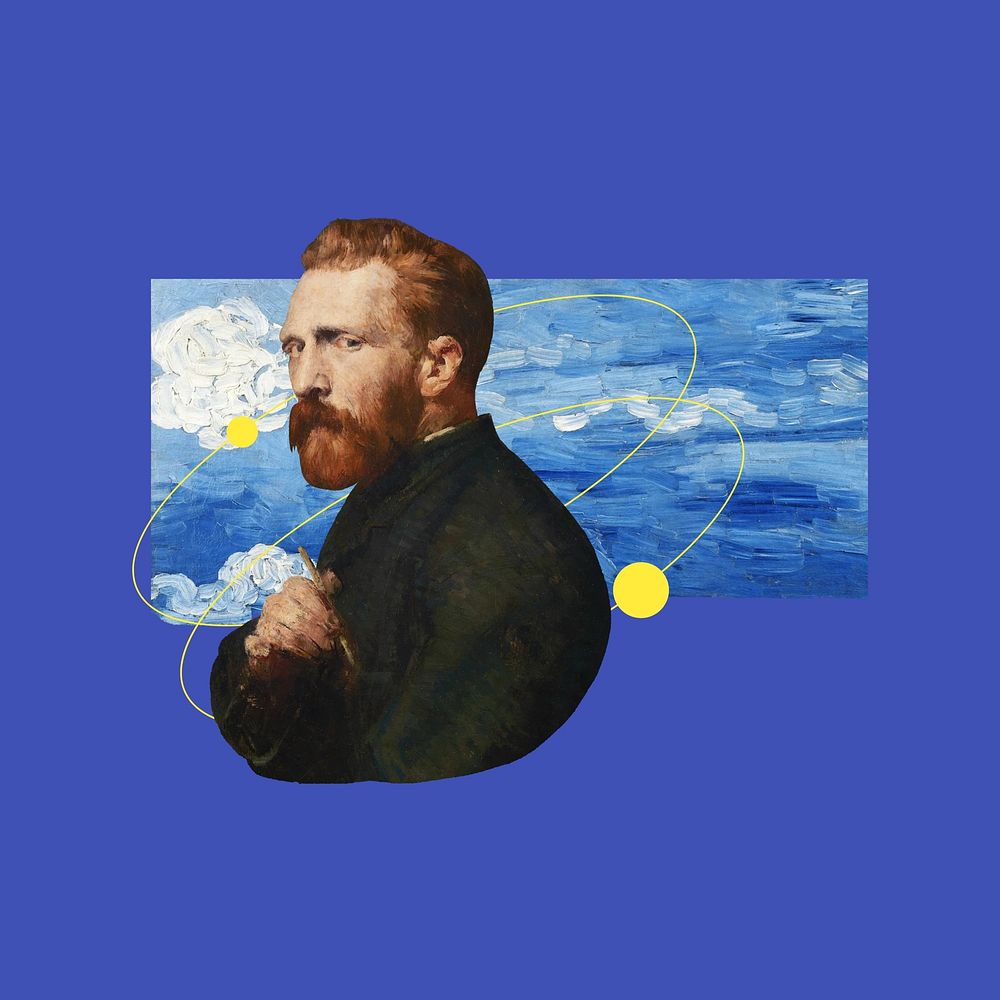 Vincent Van Gogh, blue background. Remixed by rawpixel.