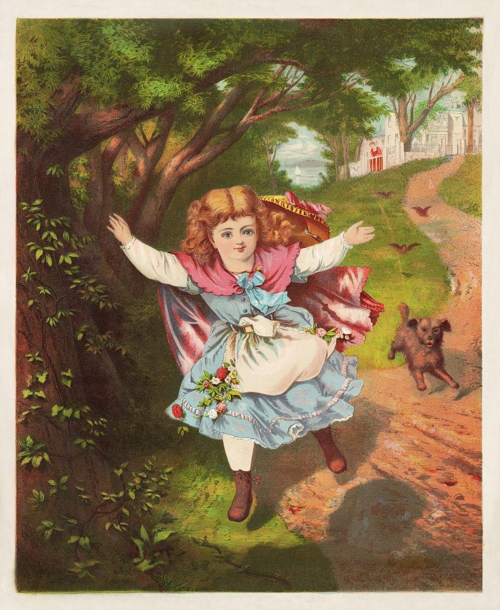 Papa's coming (1874).  Original public domain image from the Library of Congress. Digitally enhanced by rawpixel.