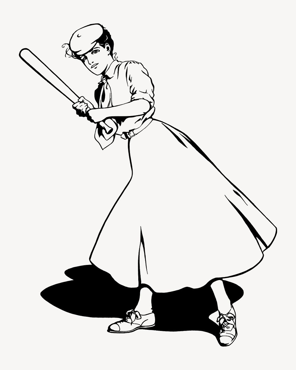 Louise Clarke's woman baseball player.  Remastered by rawpixel