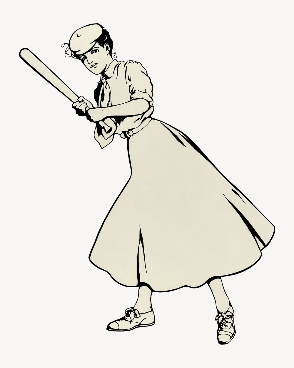 Louise Clarke's woman baseball player.  Remastered by rawpixel