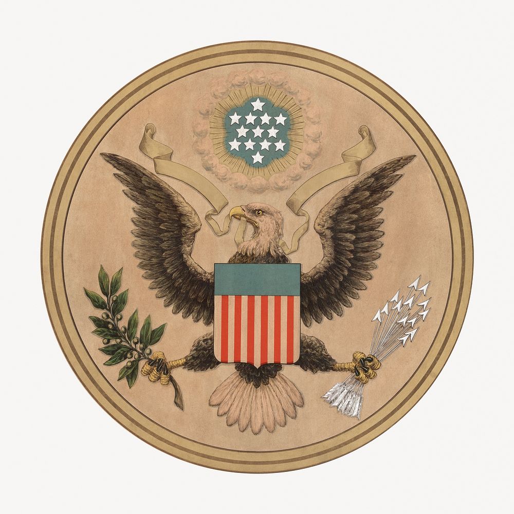 U.S. coat of arms, eagle illustration.  Remastered by rawpixel