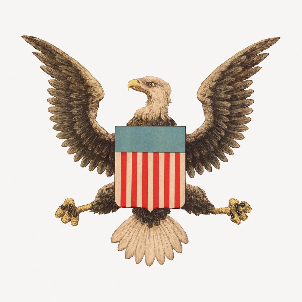 U.S. coat of arms, eagle clipart psd.  Remastered by rawpixel