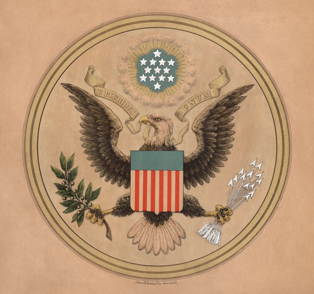 American eagle badge (1890) by Andrew B. Graham. Original public domain image from the Library of Congress. Digitally…