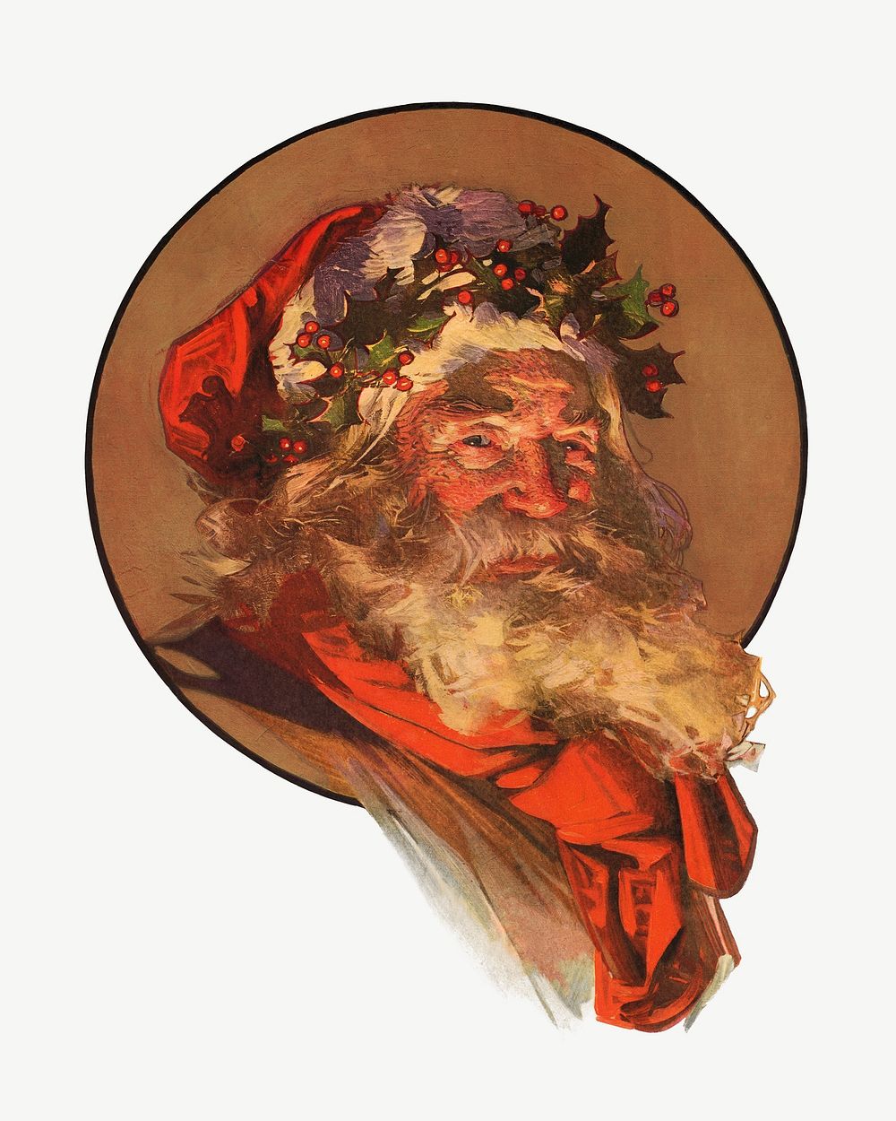 Santa Claus, vintage portrait collage element psd.   Remastered by rawpixel