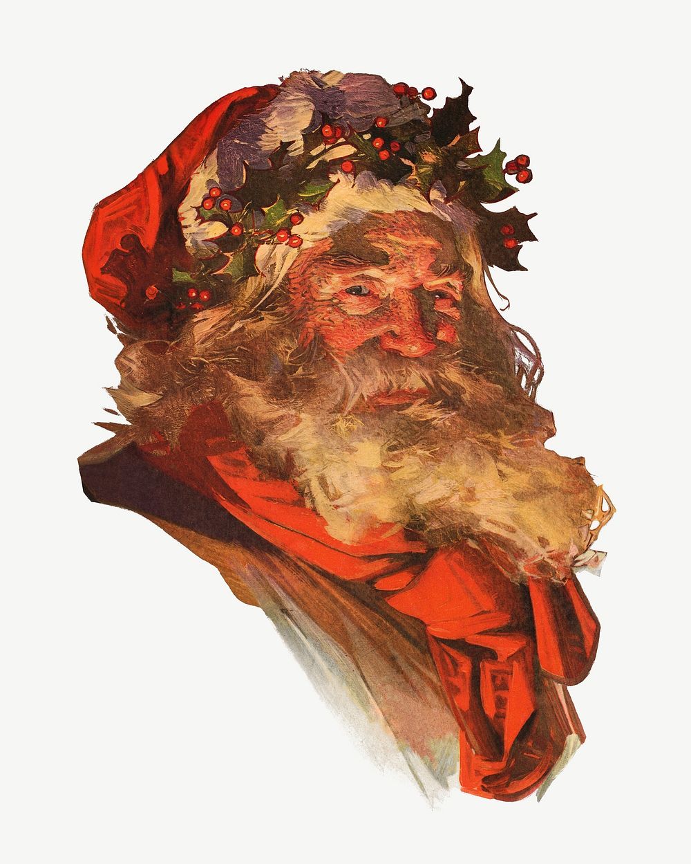 Santa Claus, vintage portrait collage element psd.  Remastered by rawpixel