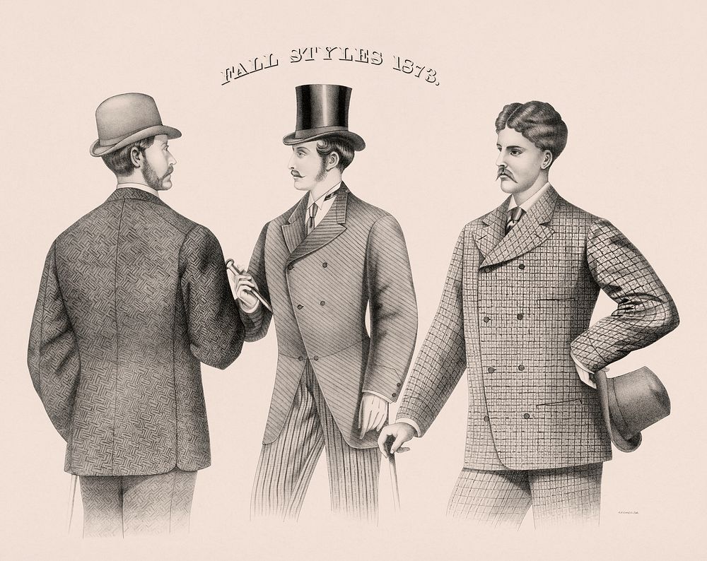 Fall styles (1873) Gentlemen's fashion illustration by Salisbury & Bros. Co. Original public domain image from the Library…