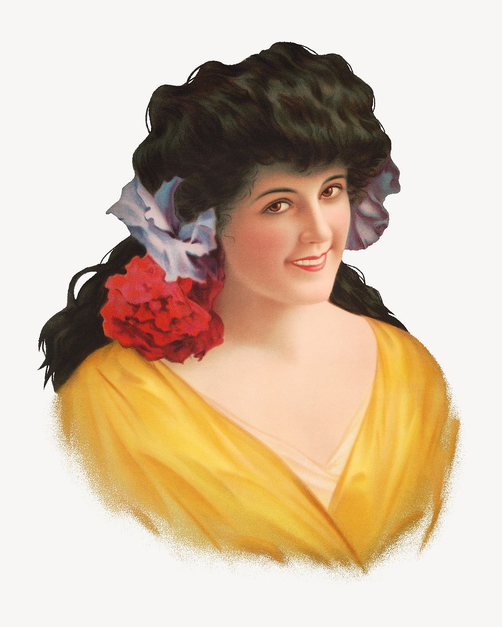 Victorian woman smiling portrait illustration.   Remastered by rawpixel
