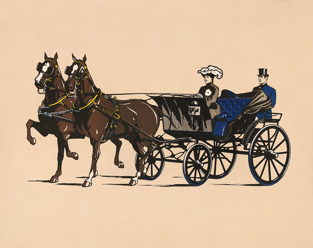 Champions (1906) vintage horse carriage illustration. Original public domain image from the Library of Congress. Digitally…