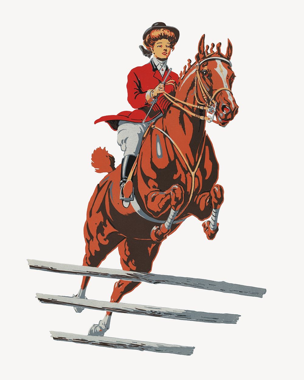 Vintage female horse rider illustration.  Remastered by rawpixel