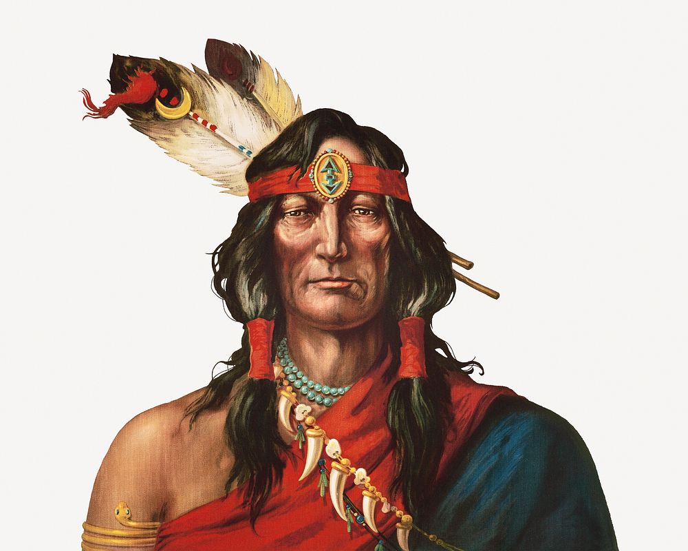 Native American man portrait psd.  Remastered by rawpixel